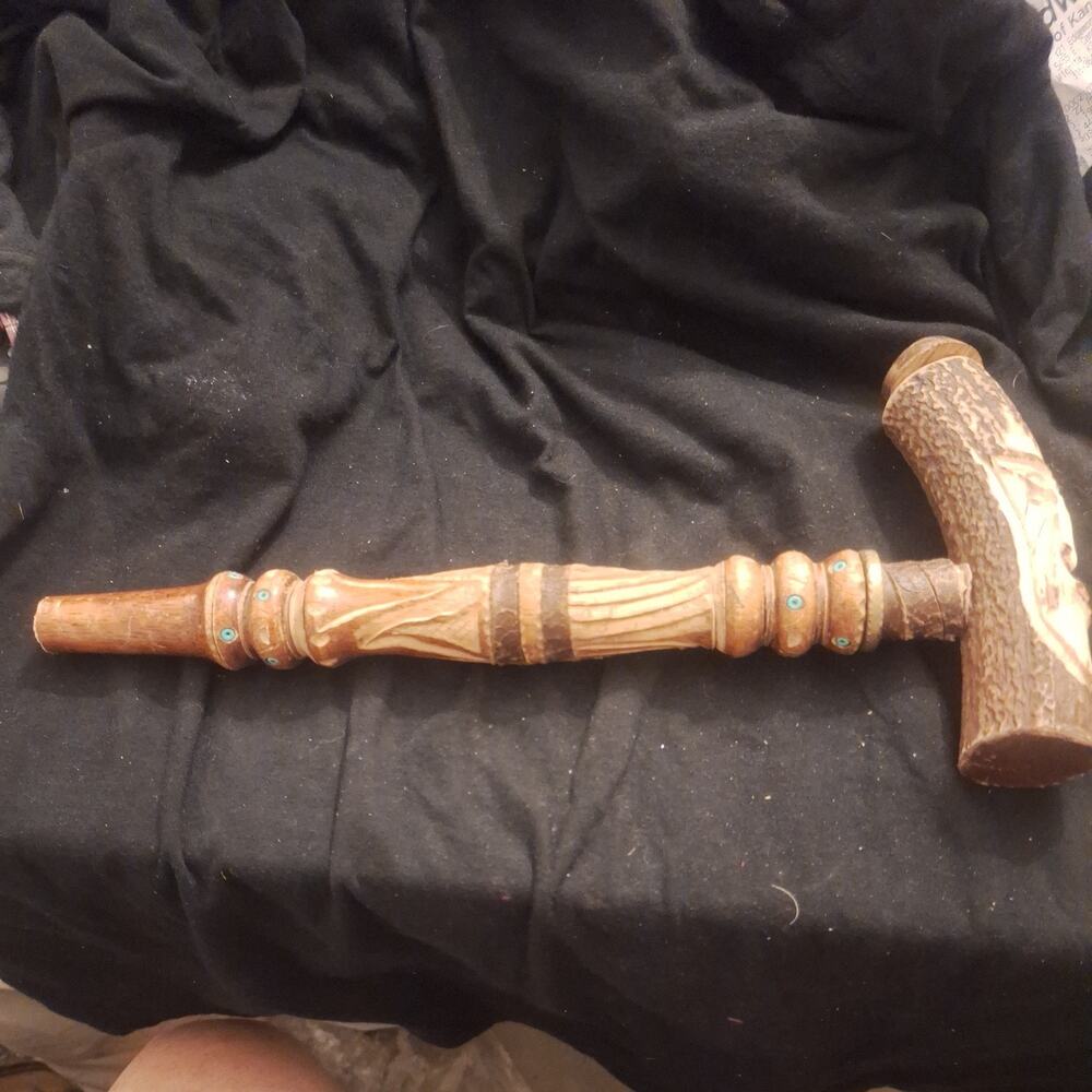 Custom Handmade Deer Antler and Wood Carved Decorative Tobacco Pipe